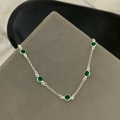 Pulseira Zircônia Redonda Verde Prata 925