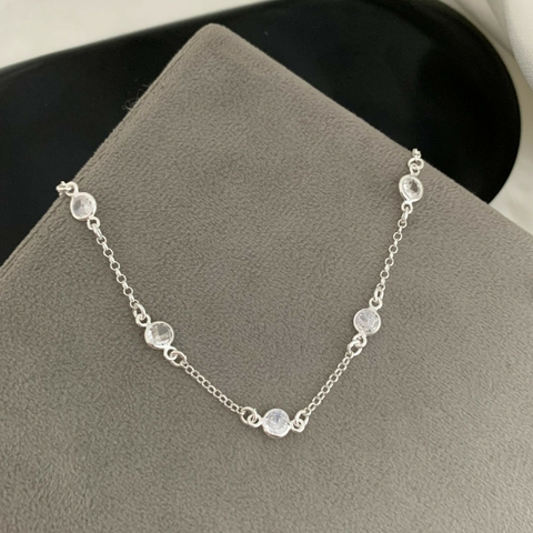Pulseira Zircônia Redonda Cristal Prata 925