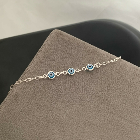 Pulseira Infantil Olho Grego Fixo Prata 925