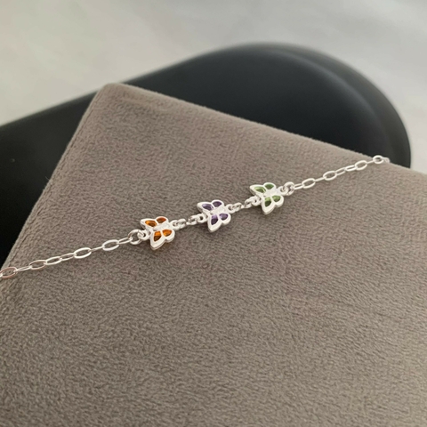 Pulseira Infantil Borboletas Prata 925