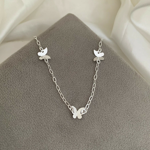 Pulseira 3 Borboletas Fixas Prata 925