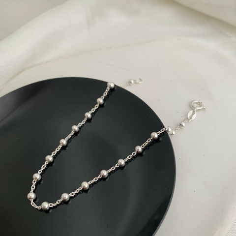 Pulseira Elo Português Com Bolinhas Prata 925