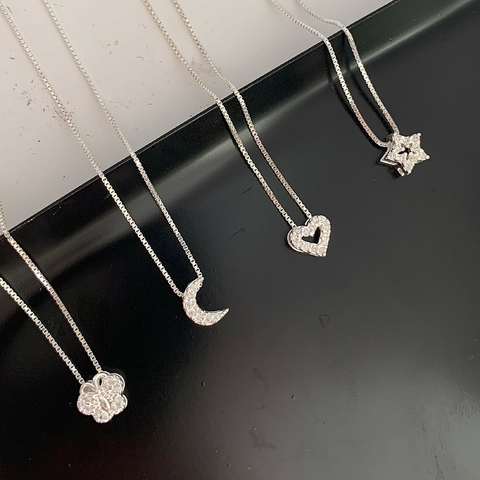 Colar Mini Cravejados Prata 925