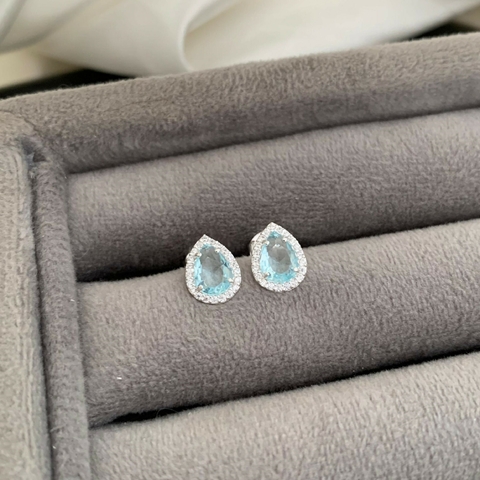 Brinco Gota Cravejada Acqua Prata 925