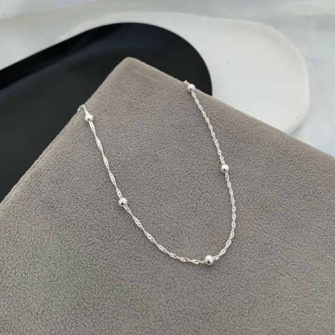 Pulseira Singapura Com Bolinhas Prata 925