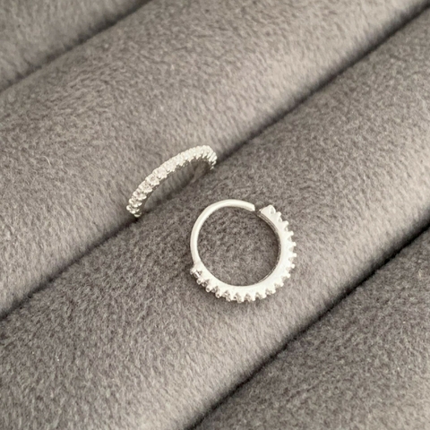 Piercing Argola Cravejada Cristal Mod 1 Prata 925