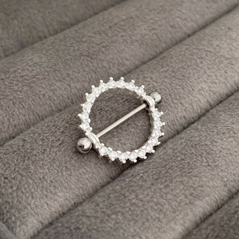 Piercing Mamilo Redondo Cristal Prata 925