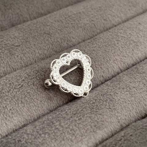 Piercing Mamilo Coração Cristal Prata 925