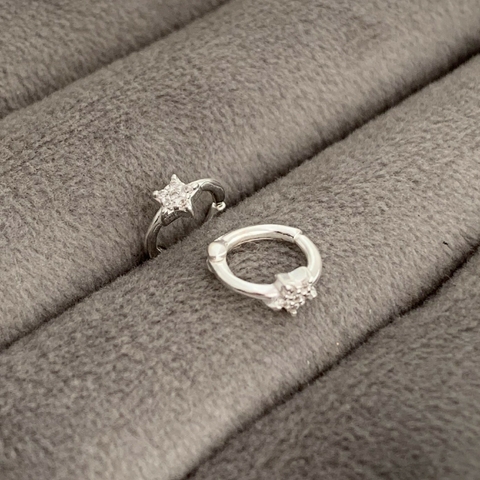 Piercing Argola C/ Flor Cravejada Prata 925