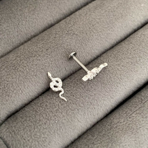 Piercing Cobra Cravejada Prata 925