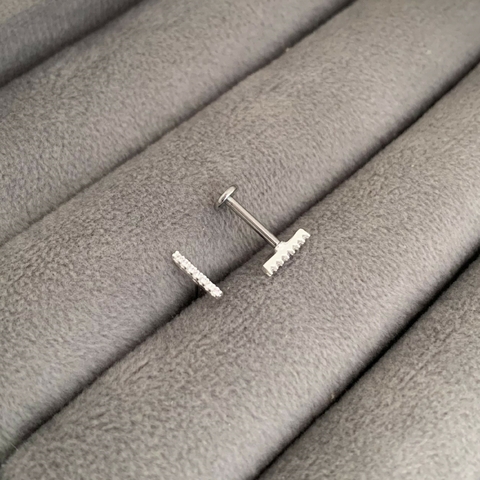 Piercing Palito Cravejado Prata 925