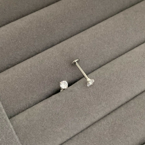 Piercing Ponto de Luz Zircônia 4mm Prata 925