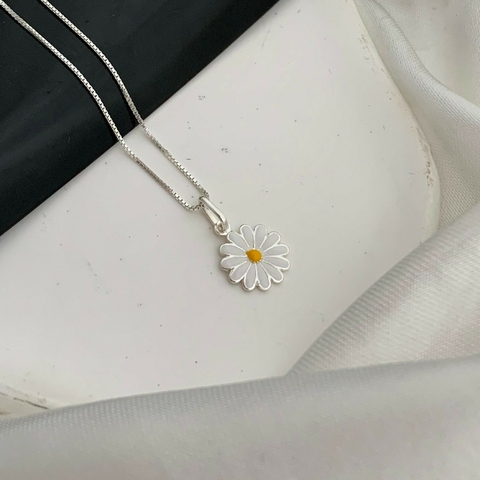 Colar Margarida Resinada Prata 925
