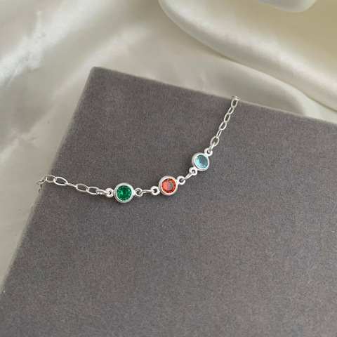 Pulseira Infantil Zircônias Redondas Colors Prata 925