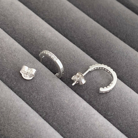 Argola Tarraxa Cravejada Cristal Prata 925