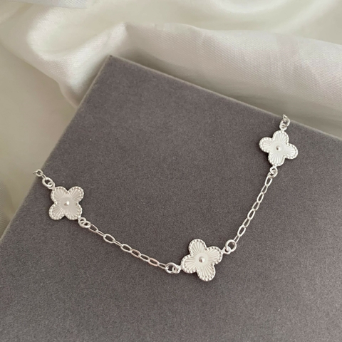 Pulseira Inspiração 3 Trevos Detalhados Prata 925