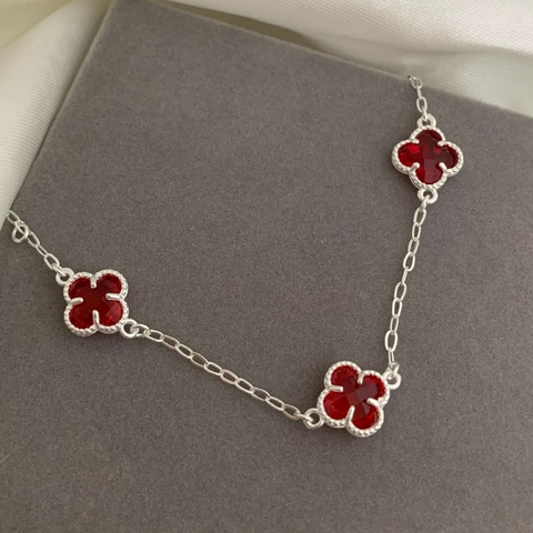 Pulseira Inspiração 3 Trevos G Vermelho Prata 925