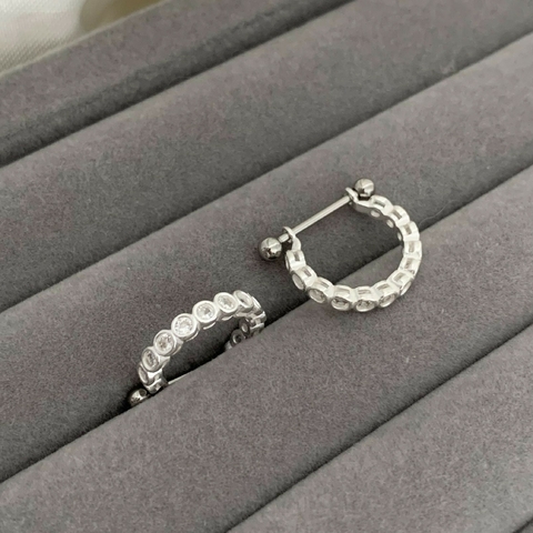 Piercing Conch Cravejado Bolinhas Prata 925