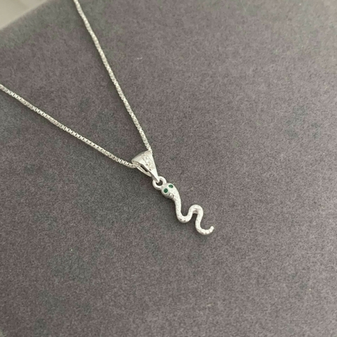 Colar Serpente Olho Verde Prata 925