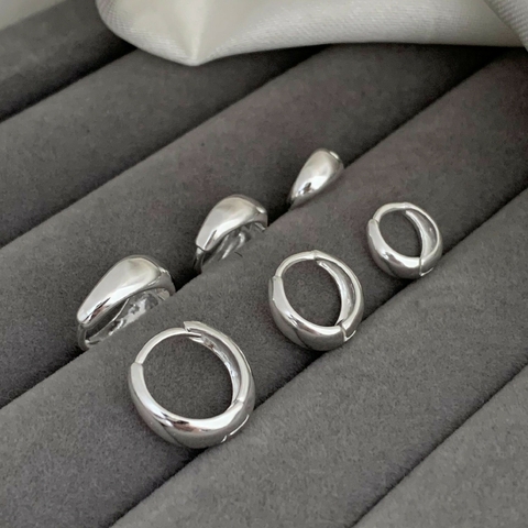 Trio Argola Click Gota Abaulada Prata 925