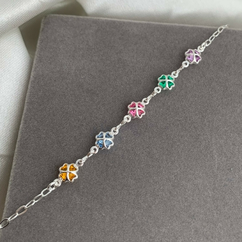 Pulseira Trevo Colors Prata 925