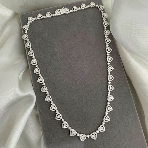 Choker Riviera Corações Cravejados Luxo Prata 925