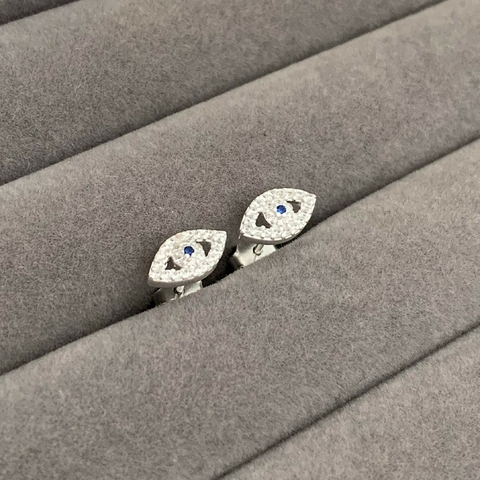 Brinco Olho Grego Cravejado Prata 925
