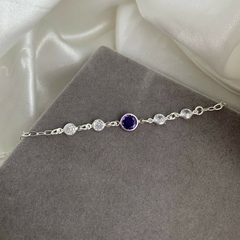 Pulseira Zircônia Violeta Prata 925