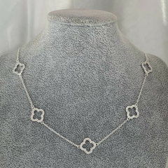 Choker 5 Trevos Cravejados Vazados Prata 925 na internet