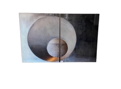 Conjunto quadros vidro tons de cimento