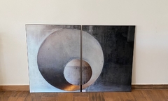 Conjunto quadros vidro tons de cimento - comprar online