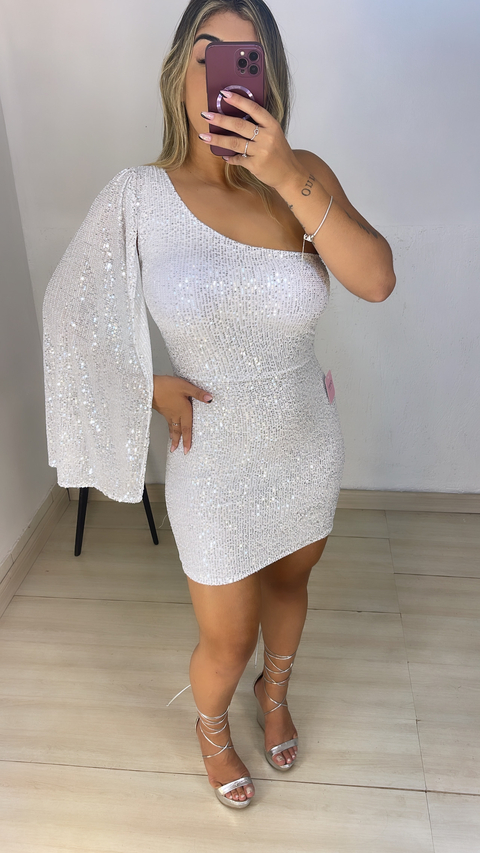 Vestido paetê Manga