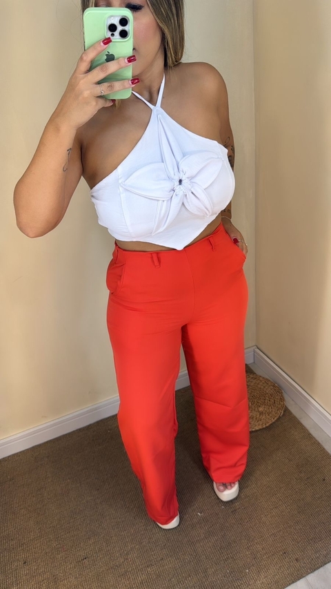 Calça pantalona alfaiataria vermelha