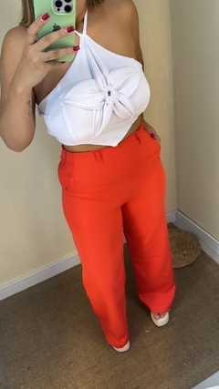 Calça pantalona alfaiataria vermelha - comprar online