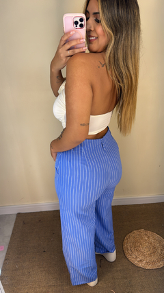 Calça pantalona listras azul - comprar online