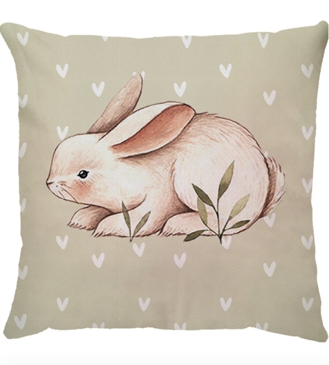 Capa de Almofada em Sarja Coelho Coração