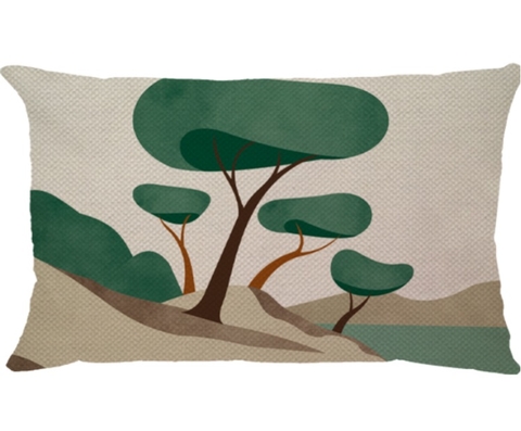 Capa de Almofada Retangular em Linho Pagu Verde e Terracota