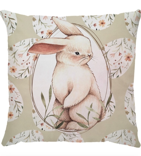 Capa de Almofada em Sarja Coelho Ovinhos Bege