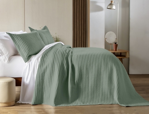 Kit Colcha Belton Queen 300 fios 3 peças Verde Menta - comprar online