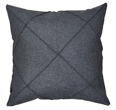 Capa de Almofada Drapeada em Linho Cinza Chumbo