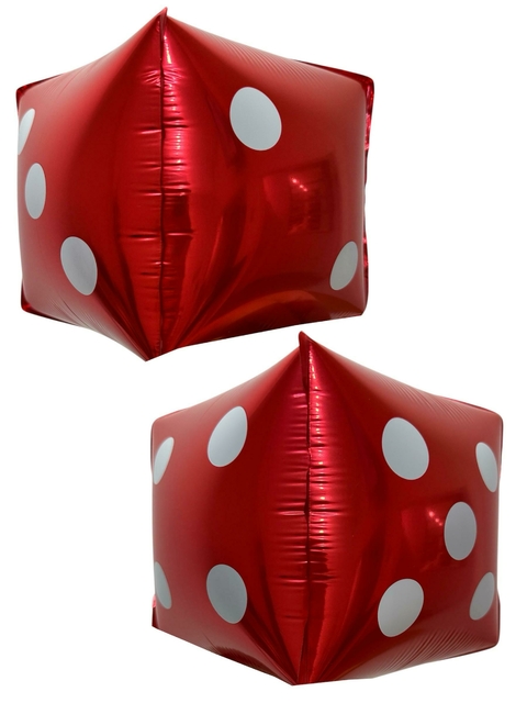 GLOBO METALIZADO 14" DADO ROJO / BLANCO