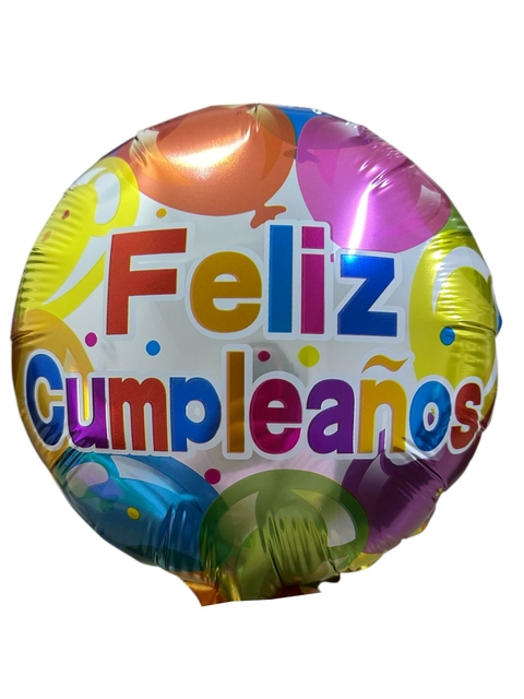 GLOBO METALIZADO 9" FELIZ CUMPLEAÑOS GLOBOS MULTICOLOR