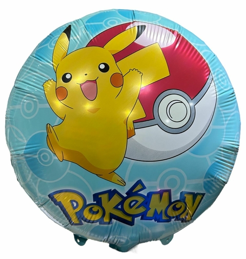 GLOBO METALIZADO 18" REDONDO PIKACHU CELESTE