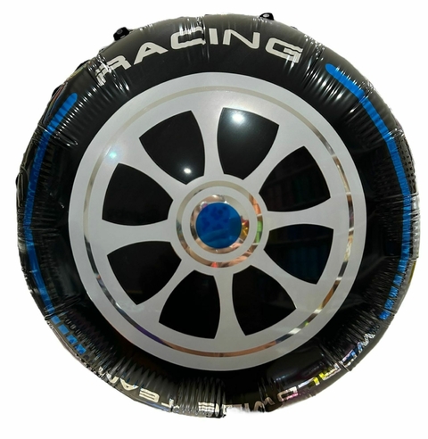 GLOBO METALIZADO 18" RUEDA RACING AZUL