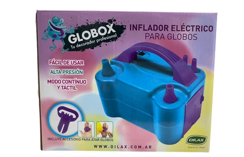INFLADOR ELECTRICO GLOBOX 2 PICOS + ACCESORIO PARA ATAR GLOBOS
