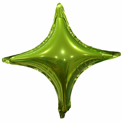 GLOBO METALIZADO 9" ESTRELLA 4 PUNTAS VERDE MANZANA