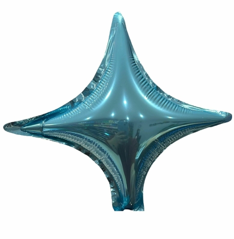 GLOBO METALIZADO 9" ESTRELLA 4 PUNTAS CELESTE