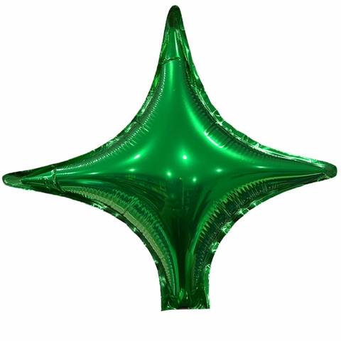GLOBO METALIZADO 9" ESTRELLA 4 PUNTAS VERDE