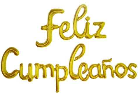 GLOBO METALIZADO FELIZ CUMPLEAÑOS CURSIVA DORADO - comprar online
