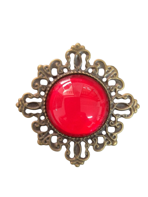 Chaton com tag 20mm- Ouro Velho/Vermelho - comprar online